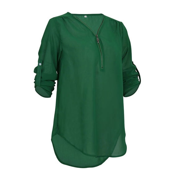 SO PRETTY!  Sheer Zipper Front Blouse - Picture 5 of 6